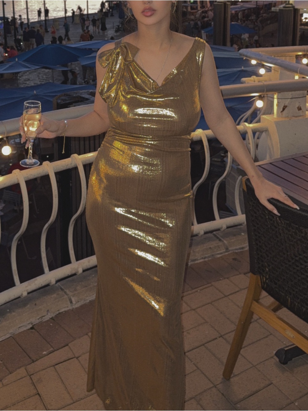 Luxury Gold Bodycone Maxi Mermaid Evening Gown